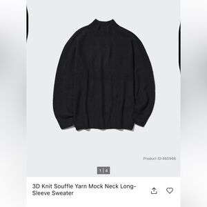 Men's Uniqlo 3D Knit Souffle Yarn Mock Neck Long-Sleeve Sweater